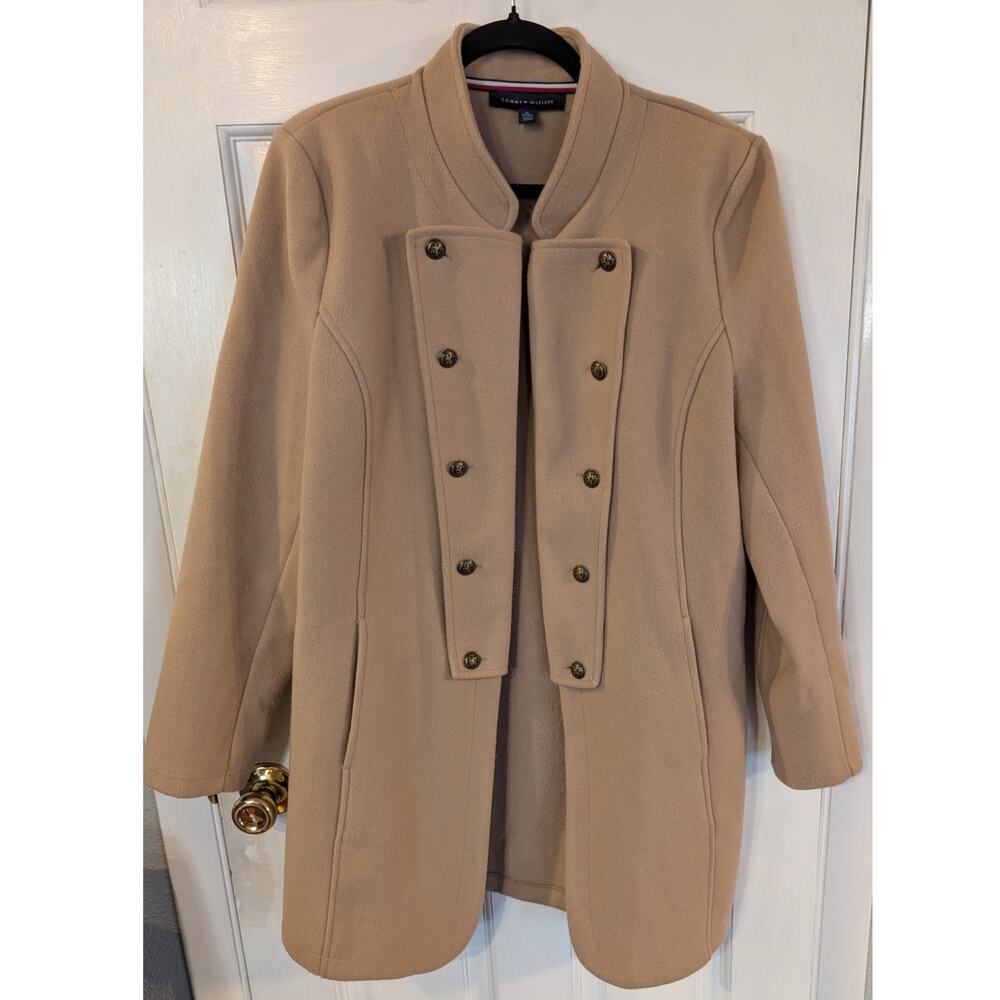 Tommy Hilfiger Camel Coat Structured Military Button Front Women’s XL